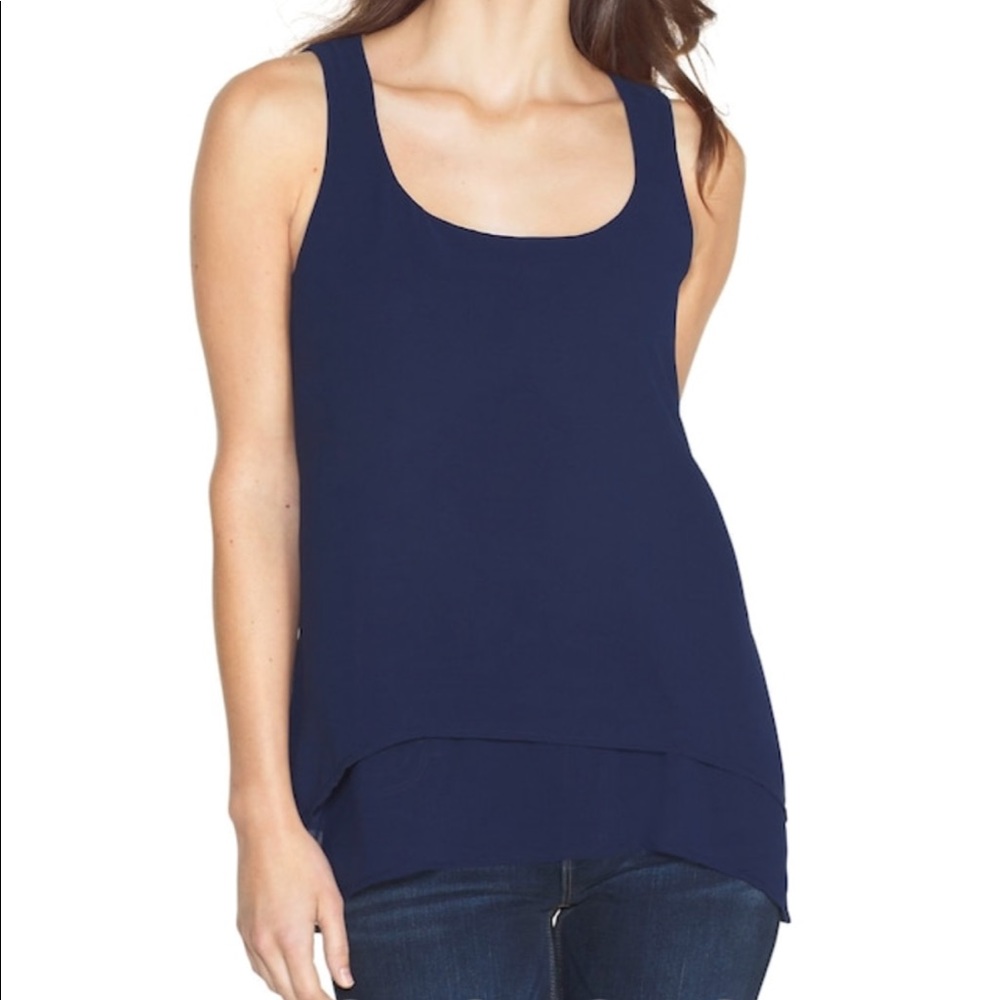 WHBM Woven Overlay Tank, Navy